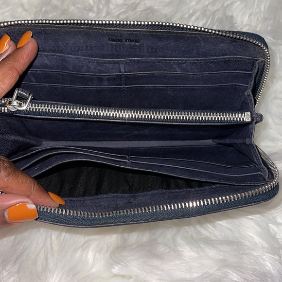 Miu Miu Studded Leather Zippy Wallet Dark Grey - Picture 6 of 14